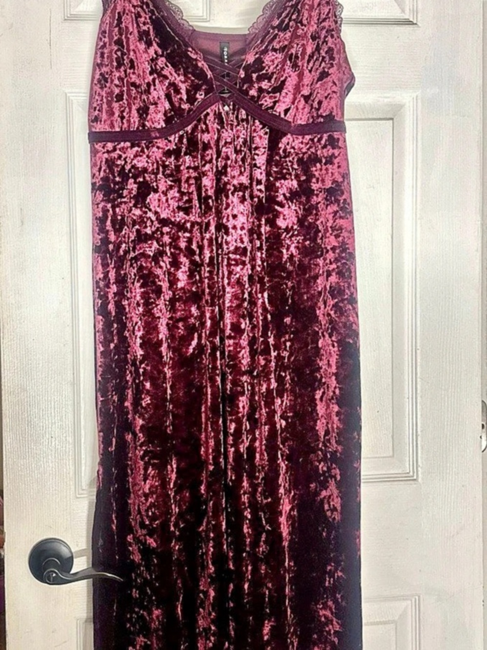 Torrid Velour Lingerie Maxi Slip Dress Maroon Medium NWT